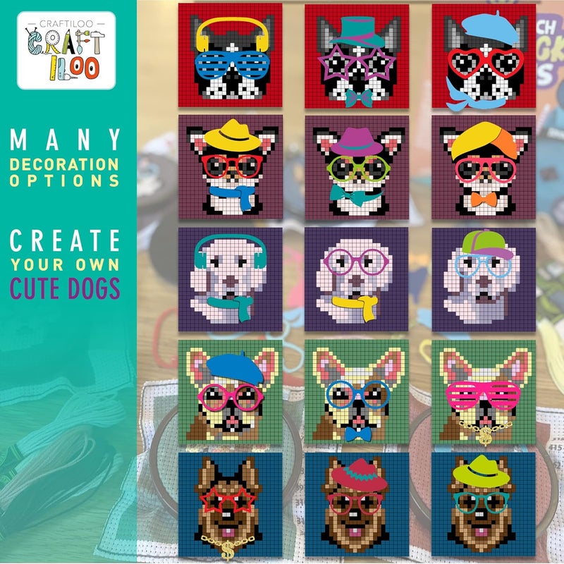 CRAFTILOO Dogs Cross Stitch Kits for Beginners. 5 Stamped Cross Stitch Kits for Kids.Needlepoint Kits for Beginners. Embroidery Kit for Kids. Crossstitch Kit for Beginners. (Dogs) - Image 5